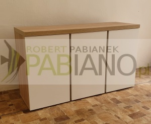Szafka pod akwarium 120x50i70 Dąb Sonoma+białe  blat i PRZEGRDY 36mm 